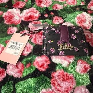 Juicy Couture Black and Purple Floral Wallet